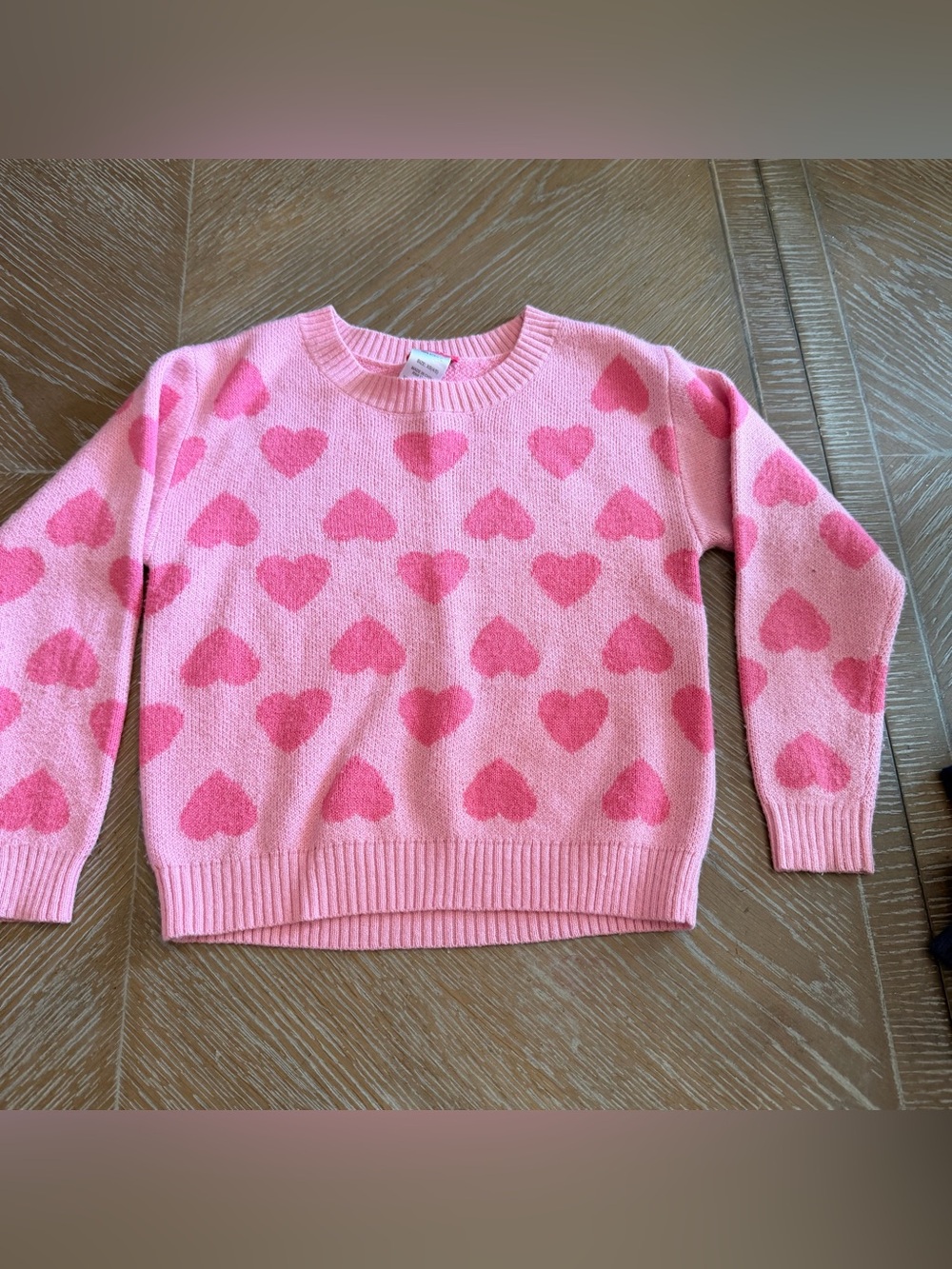 Zunie Pink Heart Print Crewneck Sweater XS